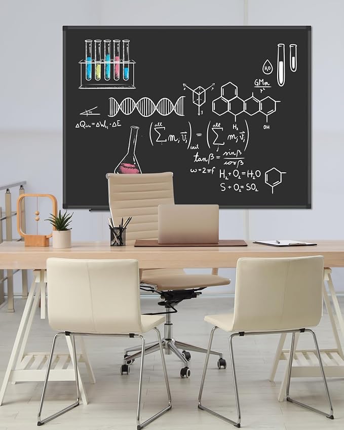 XBoard Magnetic Chalkboard Blackboard 48 x 36, Chalk Board/Black Board with 2 Magnets, Black Aluminium Frame