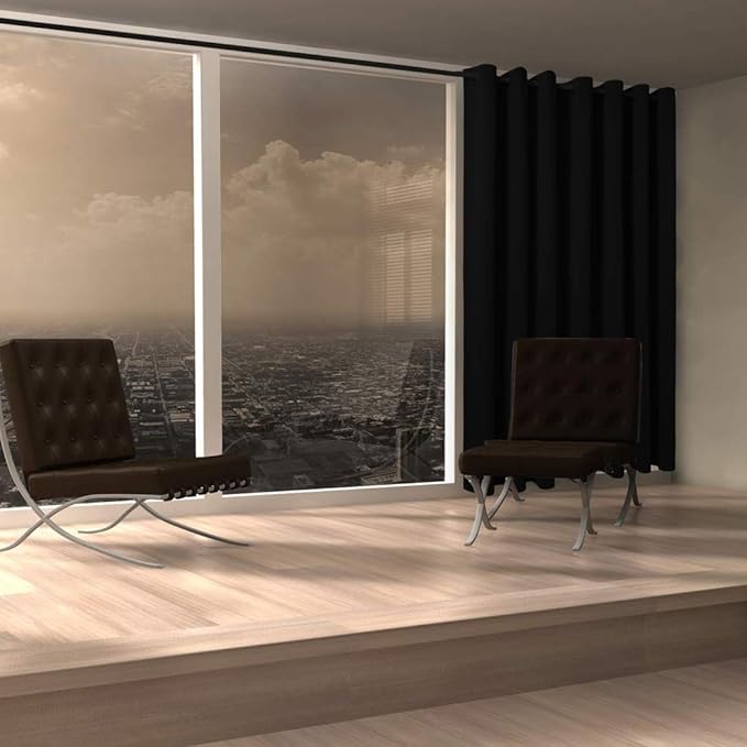 BONZER Room Divider Curtain Grommet Thermal Insulated Wide Blackout Curtains for Bedroom Living Room, 96L x 108W Inch (8L x 9W ft), 1 Panel, Black