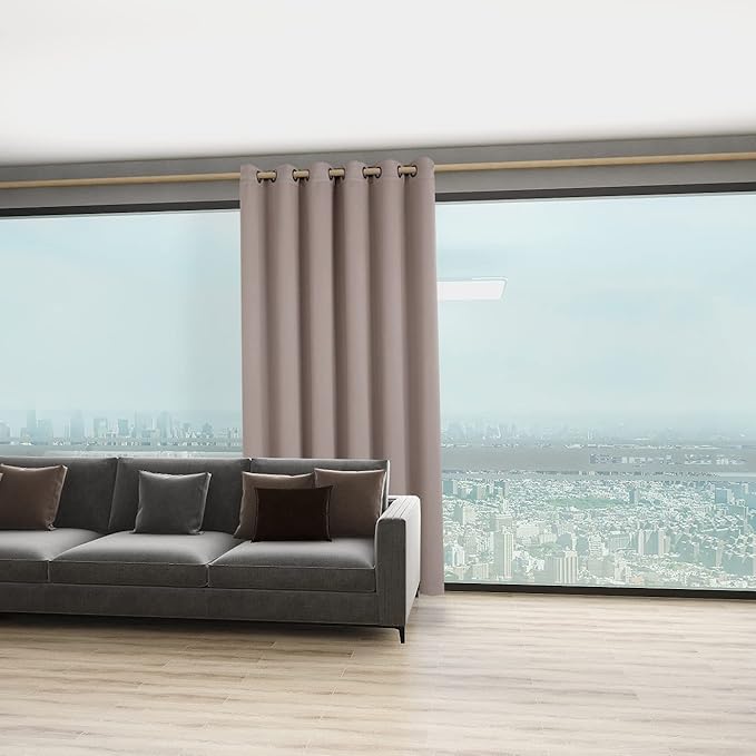 BONZER Room Divider Curtain Total Privacy Wall Noise Reducing Wide Blackout Curtains for Patio Sliding Glass Door, 96L x 70W Inch (8L x 5.8W ft), 1 Panel, Khaki