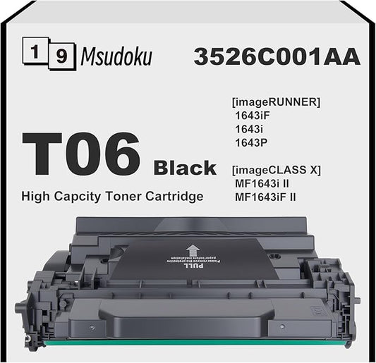 T06 T06L Black High Yield Toner Cartridge with New Chip (3526C001AA) Compatible with Canon imageRUNNER 1643 1643i 1643iF 1643P, imageCLASS X MF1643i II MF1643iF II Printer (1-Pack)