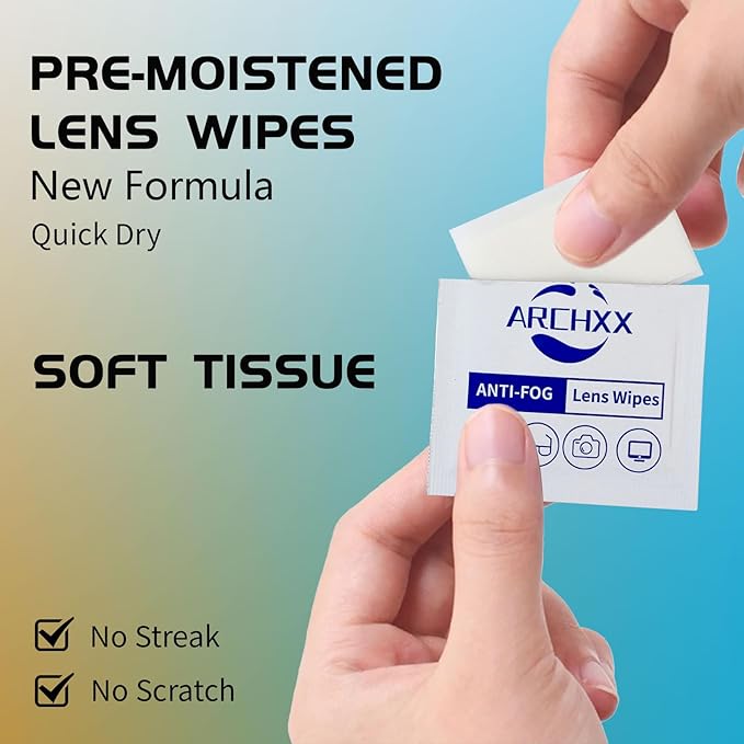 Anti Fog Wipes for Glasses, 120 Count,Pre-Moistened Cleaning Wipes, Lens Cleaner Wipe for Eyeglasses,Sunglasses,Goggles,Screen,Phone,Individually Wrapped Eye Glasses Cleaner