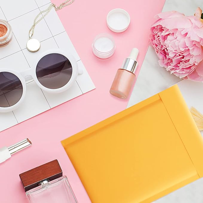 UCGOU Kraft Bubble Mailers 6x10 Inch 50 Pack Usable Size 6x9 Inch Yellow Padded Envelopes #0 Small Business Mailing Packages Self Sealing Tear Resistant Boutique Shipping Bags for Jewelry Supplies