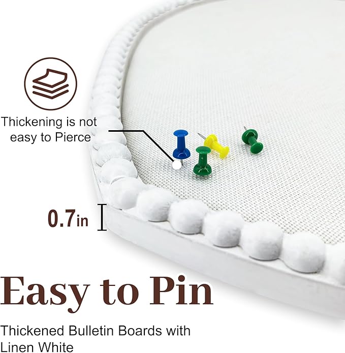 Large Heart Cork Bulletin Board with Linen, 24x19 Inch White Wood Frame Cute Picture Pin Board, Decorative Vision Board for Home Office, Study, Bedroom and Dormitory