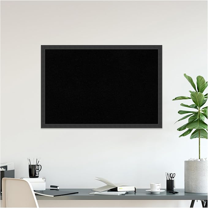 Amanti Art Black Cork Board for Wall, 26x38 Vision Board with Black Wood Frame, Large Corkboard Office Decor for Home Organization, Modern Contemporary Corkboard Pinboard to display items for home