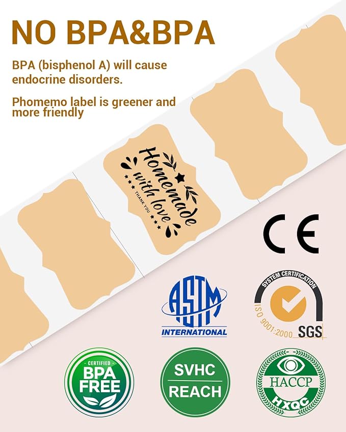 Phomemo Brown Thermal Labels for Shipping Label Printer for Small Business Supplies - 3" x 2" / 500 Brown Labels/Roll, Commercial Grade Round Stickers Roll for Custom Stickers Personalized & Business