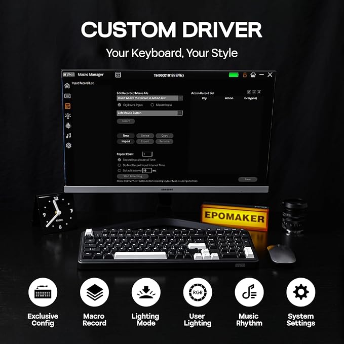 EPOMAKER TH99 Wireless Mechanical Keyboard with Lubed Silent Switch, Quiet Gaming Keyboard, 8000mAh,Creamy Gasket,RGB Backlit,Numpad,PBT Keycap,Hot Swappable,for Gamers/Office (Black)