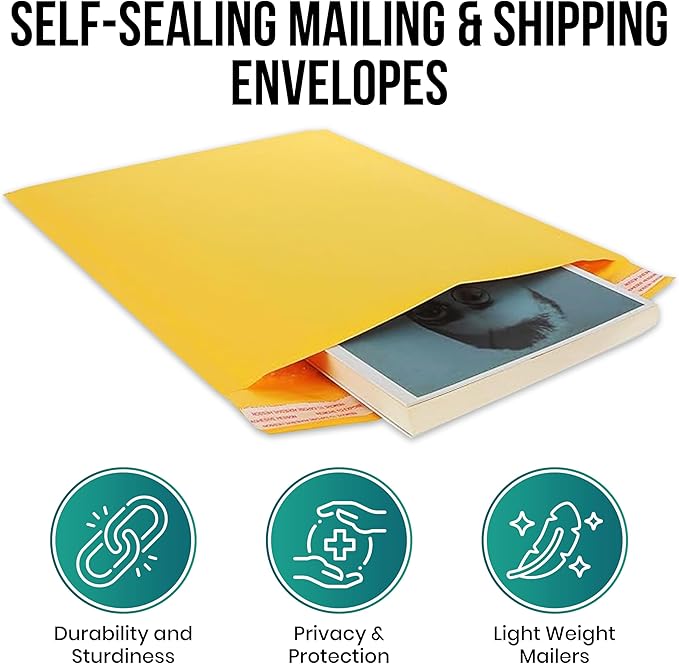 Levex - #4 9.5" x 14.5 [50 Pack) Kraft Bubble Mailers, Padded Envelope Mailers, Packing Envelope & Mailing Bags for Shipping