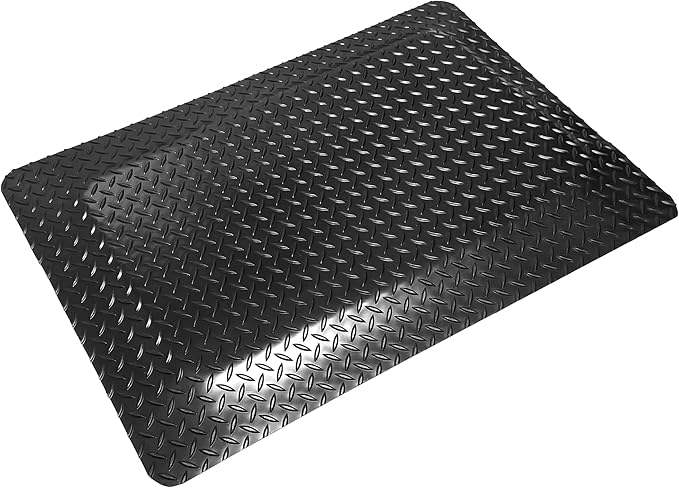 Rhino Mats, American Classic Diamond Anti-Fatigue Mats, Industrial Ergonomic Comfort Standing Mat for Work, Home, Garage, Office, Kitchen or Anywhere (Black 1" Thick, 4 FT. x 7 FT.)