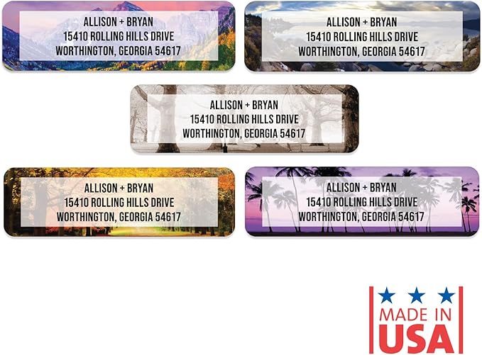 Breathtaking Landscape Rolled Address Labels / 500 Personalized Return Address Labels/Designer Address Stickers in Elegant Plastic Dispenser