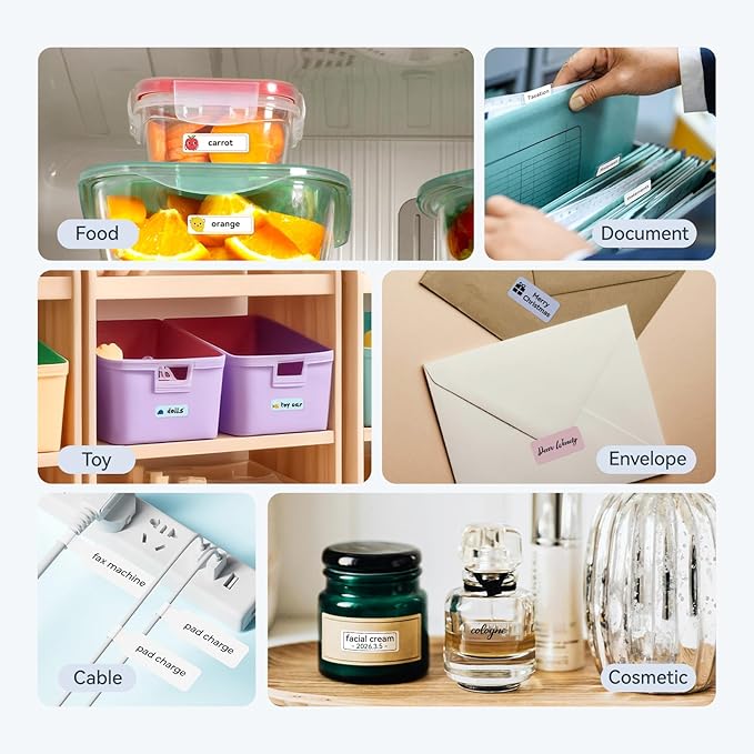 NIIMBOT D110 Upgraded Version Mini Label Maker Machine with 3 Tapes, Portable Bluetooth Thermal Printer, Sticker Labeler with Multiple Templates for Office Organization Home Kitchen School, White