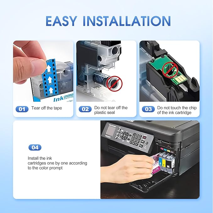 LC406 Ink Cartridges for Brother Printer for Brother LC406 LC406XL Ink Cartridge Work for MFC-J4535DW MFC-J4345DW MFC-J4335DW MFC-J5855DW MFC-J5955DW MFC-J6555DW MFC-J6955DW Printer (4 Pack)