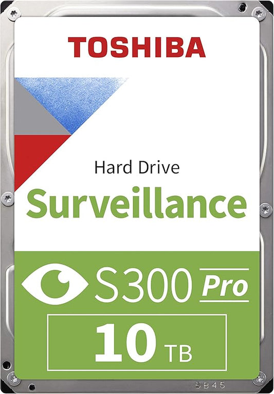 Toshiba S300 PRO 10TB Surveillance 3.5” Internal Hard Drive – CMR SATA 6 Gb/s 7200 RPM 512MB Cache - HDWTA1AUZSVAR