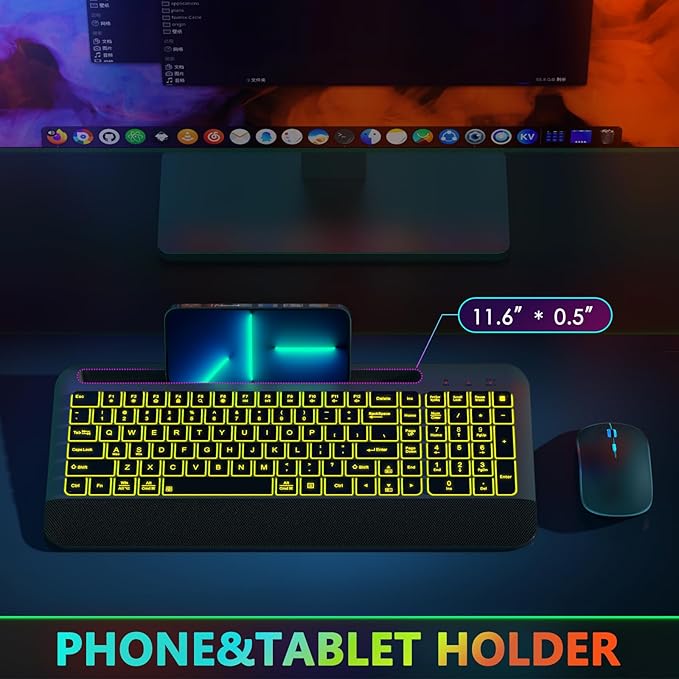 JOYACCESS Wireless Keyboard and Mouse Combo Backlit - Compact Quiet Keyboard with RGB Mouse, Rechargeable, Portable Cordless Keyboard Mouse Set for Mac, Windows, Laptop (Space Gray)