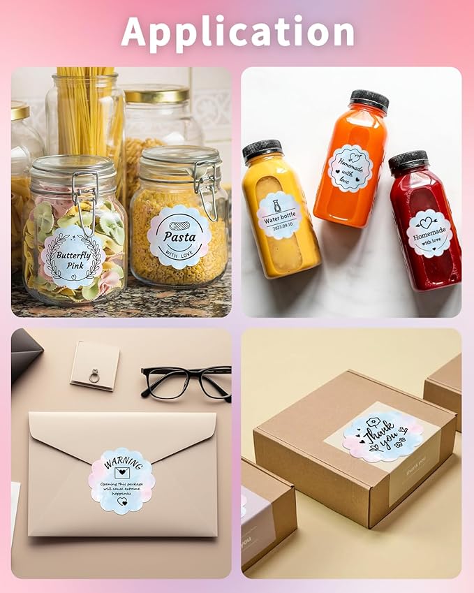 Phomemo 2" Pink Round Label Stickers Roll for 4X6 Thermal Label Printer for Small Business Supplies - 750pcs / Roll - Commercial Grade Thermal Labels for Custom Stickers Personalized & Business Logo