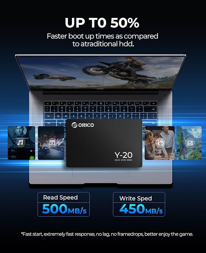 ORICO Y20 256GB SATA SSD 2.5 Inch Internal Solid State Drive, up to 500MB/s Read Speed, SATA III 6Gbps for Desktop Laptop NAS DIY External Drive