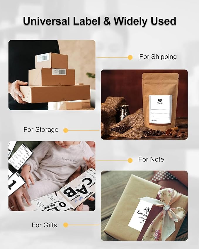 Phomemo 4x6 Shipping Labels, 500 PCS Fan-Fold Thermal Labels, Compatible with MUNBYN,JADENS,Nelko,Phomemo 241bt,243BT, D450BT,D520BT,2411BT Label Printer,Water/Oilproof Label Stickers for Address Mail