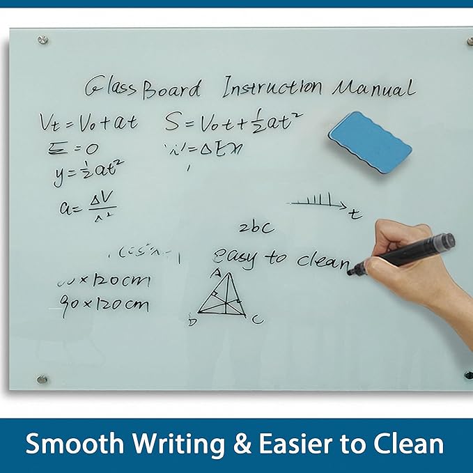 Magnetic Glass Writeboard 72"x48" Premium Tempered Dry Erase Boards Wall Mounted Frameless Whiteboard Bulletin Message Boards (White)