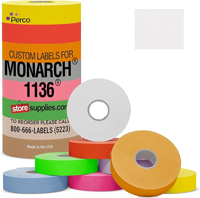 Custom Price and Date Labels for Monarch 1136 Guns - Choose Color, Font and Imprint - 8 Sleeves, 112,000 Labels