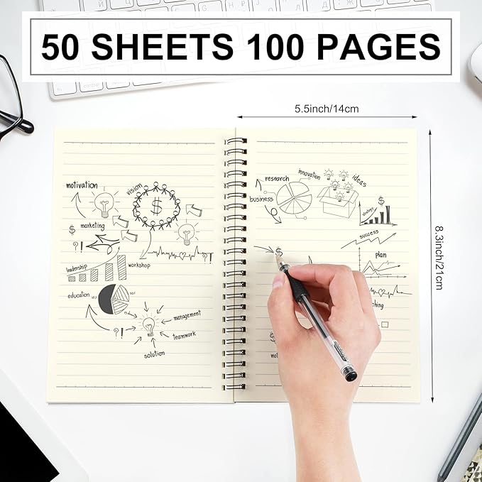 Yahenda Spiral Notebook Bulk A5 Journal Lined 8.3'' x 5.5'' Writing Composition Paper Small Notepad Subject Notebook for Students Office Business Back to School Supplies(Dark Gray,36 Pcs)