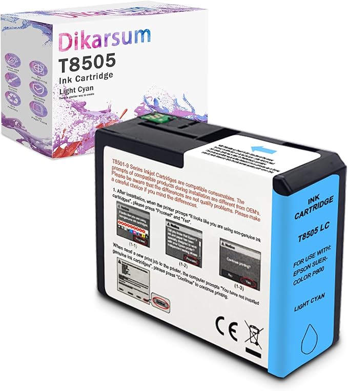 T850 Ink Cartridge Remanufactured T8505 T850500 Ink Cartridge Replacement for Surecolor P800 Printer(Light Cyan)