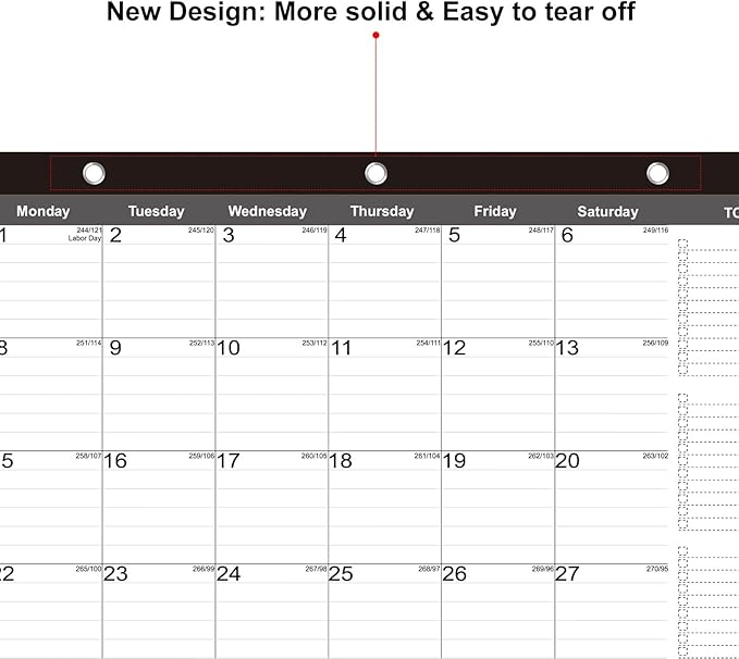 TOWWI Desk Calendar 2025-2026, Large Wall or Desktop Monthly Calendar for Daily Schedule, Office, Home - 16.7x11.6 inches (Black)