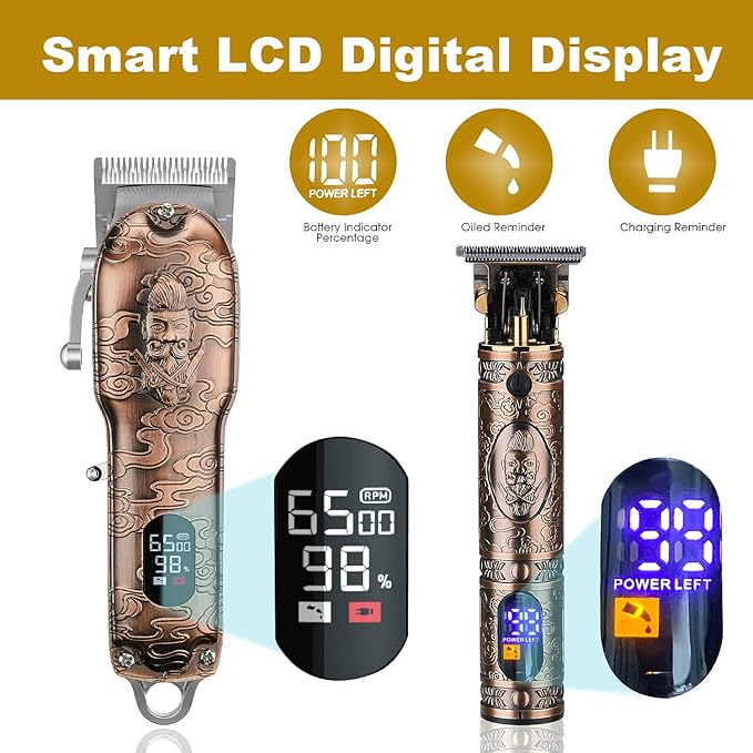 RESUXI Hair Clippers for Men with Barber Trimmer Set,Professional Haircut Clippers for Hair Cutting Grooming Kit,Cordless Beard Trimmer Hair Cutter Barber Accessories USB Rechargeable