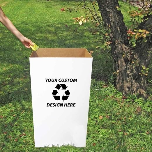 VictoryStore 22.3 gallons Cardboard Trash Bin, Reusable, Recyclable and Disposable Trash Cans, Sturdy Cardboard Medium Size (Blank, 10-Pack)