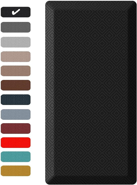 Ophanie Kitchen Mats for Floor, 3/4 Inch Thick Kitchen Rugs, Anti Fatigue Standing Cushioned Mat, Waterproof,Comfort Ergonomic Mat for Office, Home, Sink, 24'' x 70'' Black Non-Slip Bottom