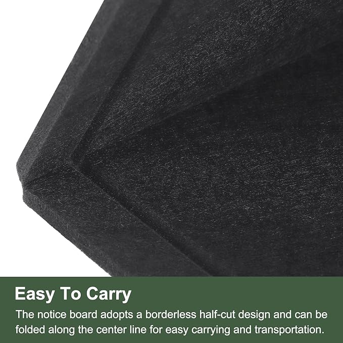 YOKIVE Felt Bulletin Board, 31.5 x 24 -Inch Foldable Decorative Pin Board Self Adhesive Felt Cork Board with 20 Pushpins, Great for Wall, Photo Display, Paste Note, Schedule(Black)