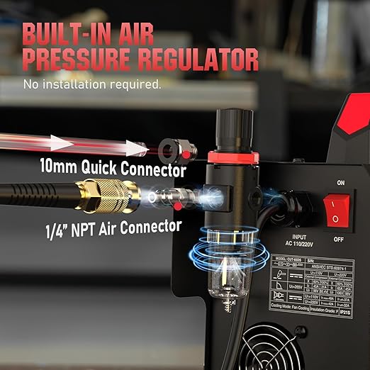 YESWELDER Plasma Cutter 65Amp Non-High Frequency Non-Touch Pilot Arc, Digital Display DC Inverter 110/220V Dual Voltage Blowback Plasma Cutting Machine CUT-65DS PRO