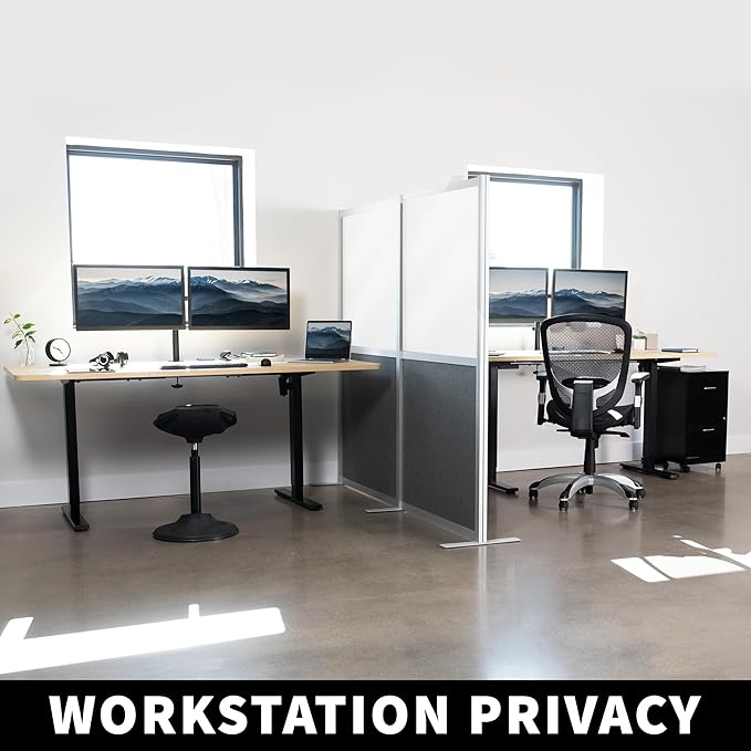 VIVO Modular Wall System, 2 PET and Whiteboard Panels, Professional Office Cubicle Dividers, Freestanding Privacy-Screen, 66 inches High, White and Dark Gray, PP-MWS63WB