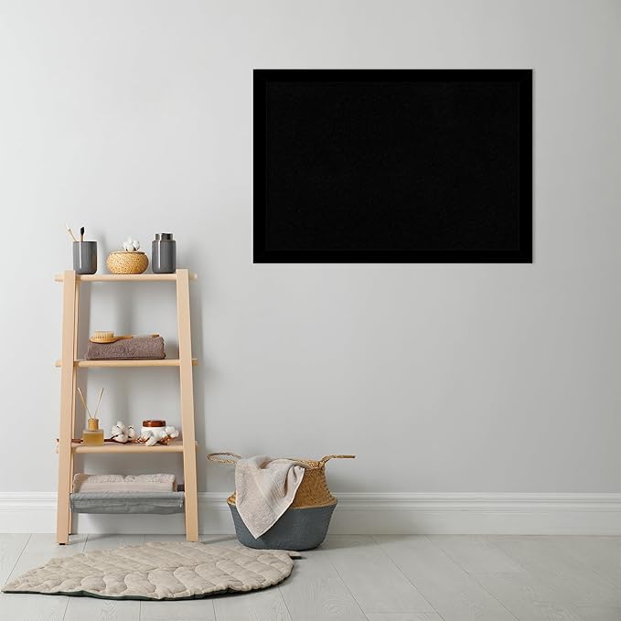 Amanti Art Black Cork Board for Wall, 27x39 Vision Board with Black Wood Frame, Large Corkboard Office Decor for Home Organization, Modern Corkboard Pinboard to Display Items for Home Organization in