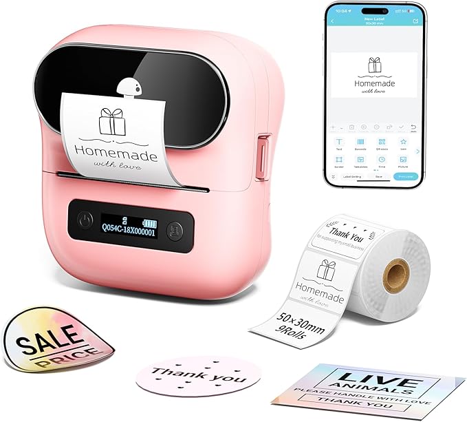 Phomemo M220 Bluetooth Label Maker Machine,Label Printer for Small Business, Office, Home & School, Portable Label Maker with 200+ Templates,100+ Fonts,1000+ Icons, Compatible with Phone, PC