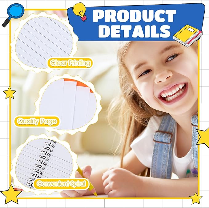 Henoyso 20 Pcs 100/50 Sheets Primary Composition Notebook K-2 Bulk Spiral Primary Journal Drawing Handwriting Practice for Kids Kindergarten 1st 2nd Back to School Supplies (Bright Color,50 Sheets)