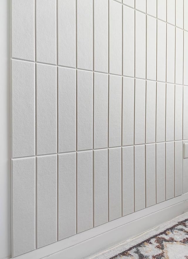 Large Cork Board Alternative - 12-Pack Felt Wall Tiles with Safe Removable Adhesive Tabs, Cork Wall Tiles Bulletin Board Home Office Essentials - Warm White