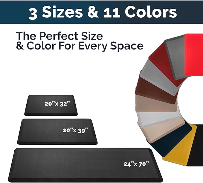 ComfiLife Anti Fatigue Floor Mat – 3/4 Inch Thick Kitchen Mats for Floor, Standing Desk Mat, Kitchen Rug – Comfort at Home, Office – Durable – Stain Resistant – Non-Slip Bottom (20" x 32", Gray)