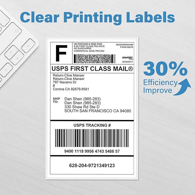 LotFancy 4x6 Thermal Labels, 1000 Shipping Labels, 4 Rolls-250 Labels per Roll, Perforated White Mailing Postage Label for Rollo, Zebra (NOT for DYMO)