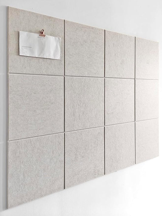 Large Cork Board Alternative - 12-Pack Felt Wall Tiles with Safe Removable Adhesive Tabs, Cork Wall Tiles Bulletin Board Home Office Essentials - Ivory