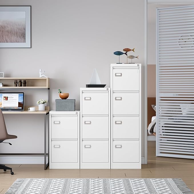 SISESOL 2 Drawer File Cabinet with Lock and Tag,Narrow Two Drawer Filing Cabinet,White Vertical Metal File Cabinets,Small Filing Cabinets for Home Office Fit Letter/A4/Legal Size File,Easy Assembly