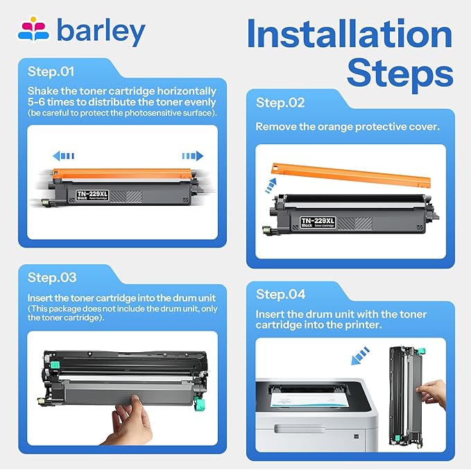 TN229XL TN229 Toner Cartridges 4 Pack High Yield Compatible TN229XL TN229 Replacement for Brother TN229XL TN-229XL TN229 XL HL-L3220CDW MFC-L3765CDW MFC-L3780CDW Printer.