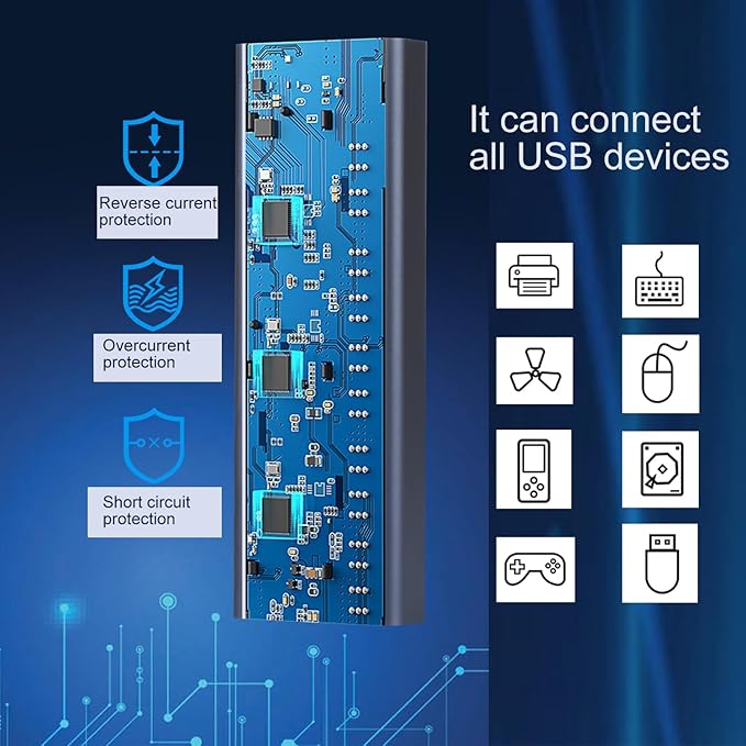 MaxLax Aluminum 7 Ports USB 3.0 hub with Charging Function, 36W (12V/3A) Power Adapter,Individual Power swiches