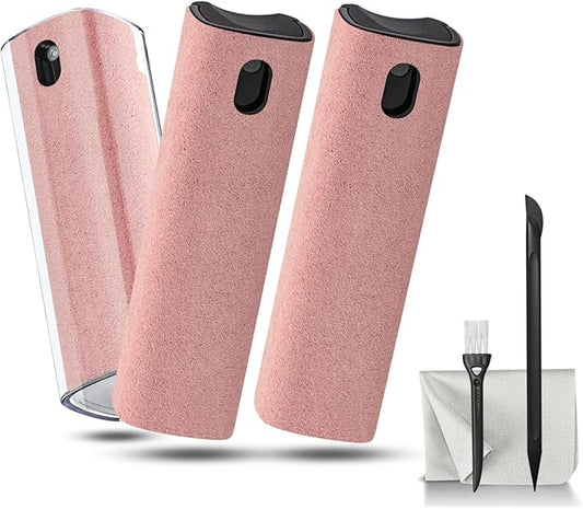 walrfid 3 Pack Screen Cleaner, Car Screen Cleaner Spray and Wipe, Computer Laptop Cleaning Kit for Electronic iPad, iPhone, Cellphone, Monitor, MacBook, Car Display, Tablet, TV Flat Screens, Pink