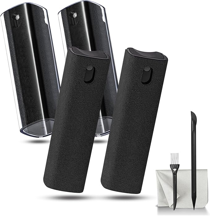 walrfid 4 Pack Screen Cleaner Spray and Wipe for Laptop Monitor and Car Screens, Phone Touchscreen Mist Cleaning Kit for Cellphone, Tablet, PC, Computer, LCD, MacBook, iPhone, iPad, Mac Pro - Black
