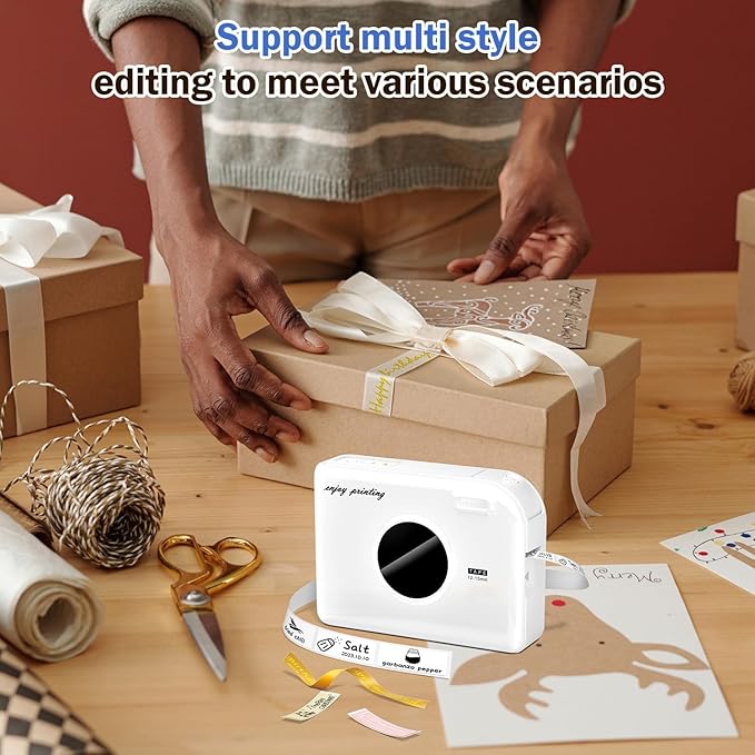 Phomemo A30 Label Maker, Mini Bluetooth Portable Rechargeable Label Maker Machine in/Out Door Use Without Fade Sticker for Home Office Small Business School, Works with Tablet, Phone & PC