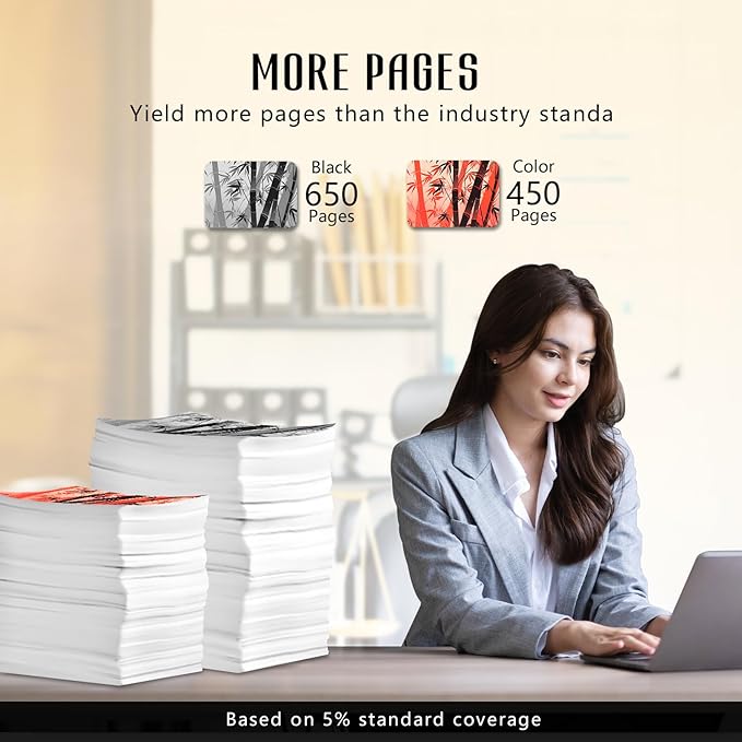 Printer Ink 67XL 67 2755e 4155e Ink Cartridges for HP Ink 67 Ink Cartridges Black/Color Combo Pack for Envy 6400 6000 6055e Pro 6455e for DeskJet 2700 2755 2725 2755e 2752 2855e 4255e 4155e Plus 4100