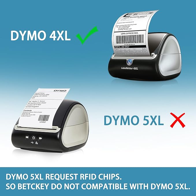 BETCKEY - Compatible DYMO 1744907 (4" x 6") Shipping Labels, Perforated, Compatible with DYMO Labelwriter 4XL Rollo & Zebra Desktop Printers, NOT Fit 5XL [2 Rolls/440 Labels]