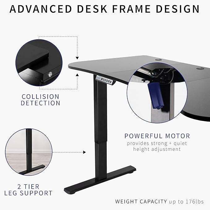 VIVO Electric 63 x 32 in Standing Desk, Memory Height Adjustment, 1B Series, Dark Gray Top White Frame, DESK-KIT-1W1G