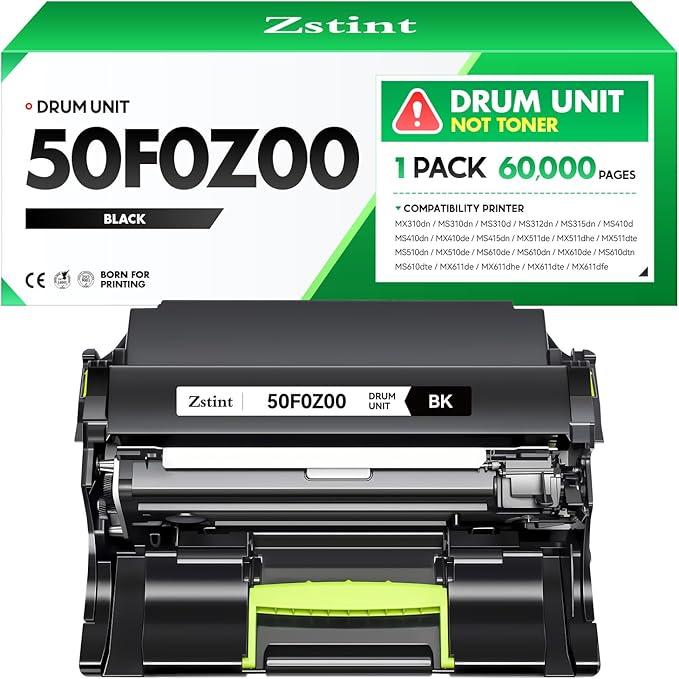 50F0Z00 Imaging Unit (Not Toner)High Yield 1-Pack Replacement for Lexmark 50F0Z00 Drum Unit Compatible for Lexmark MX310 MS310 MS312 MS315 MX511 MS510 MX510 MS410 MX410 MS415 MS610 MX611 Laser Printer