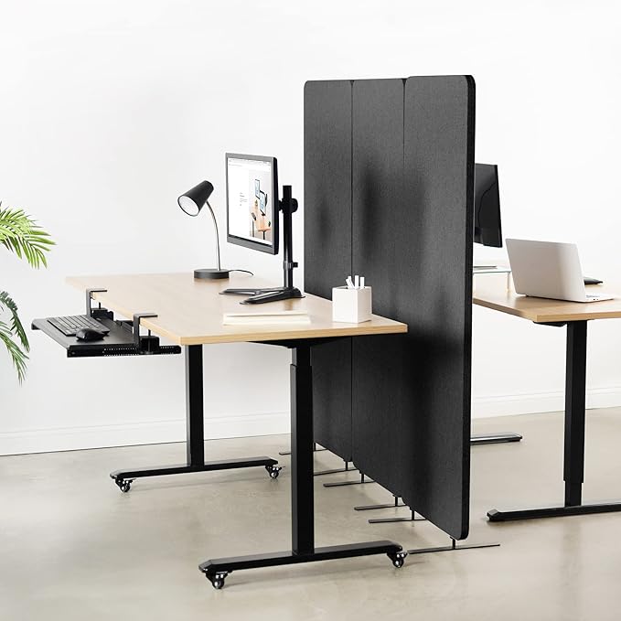 VIVO Freestanding 24 x 66 inch Privacy Panel, Cubicle Divider, Acoustic Wall Partition, Single 24 inch Panel with 2-Sided Zipper Attachment System, Dark Gray, PP-1-T024D