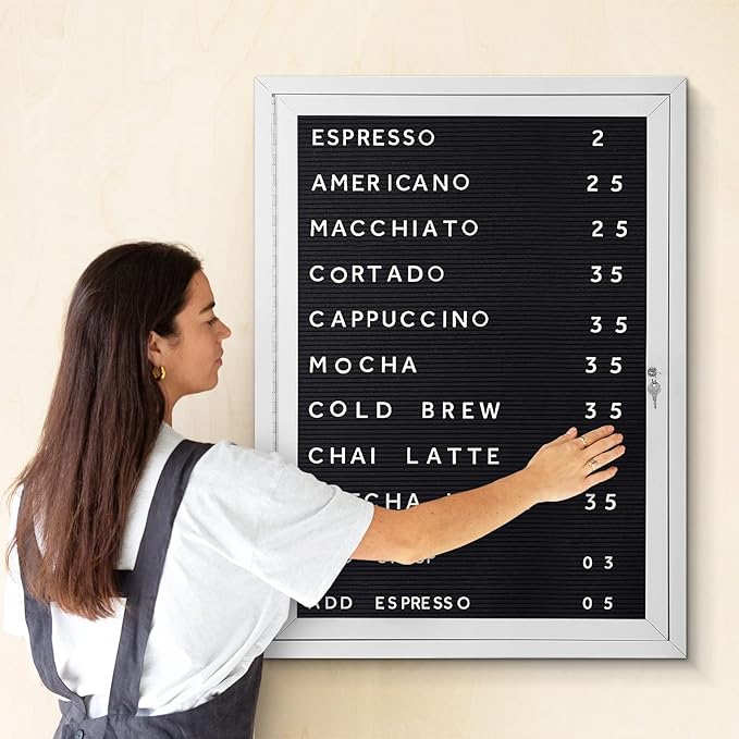 SWANCROWN Outdoor Lockable Letter Bulletin Board Shatter Resistant Display Cases Wall Mount Message Board with Swing Door,36x24 inches